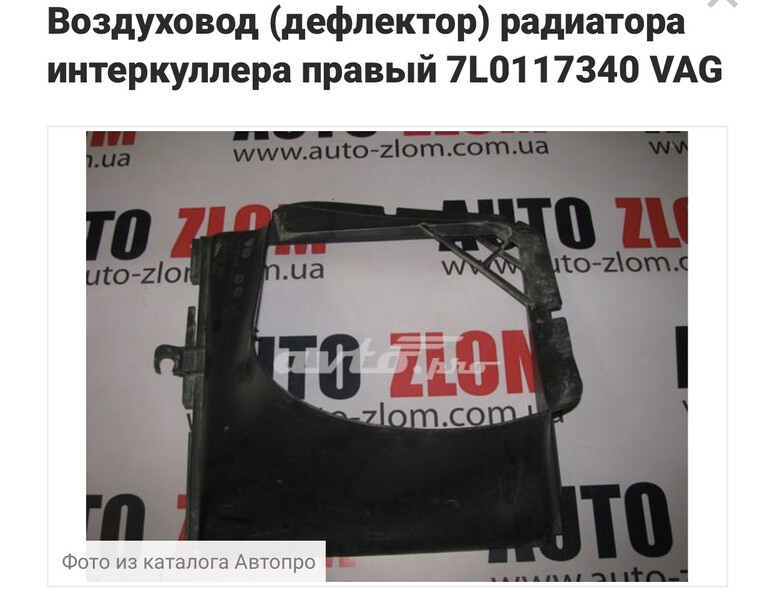 Дефлектор радиатора правый 7L0117340   Volkswagen Touareg
