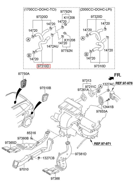 Нижній патрубок пічки Kia Carens 4  2015 