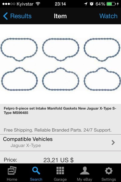 Прокладки колектора Jaguar X-Type 2002 р.  3.0 л бензин Тернопіль