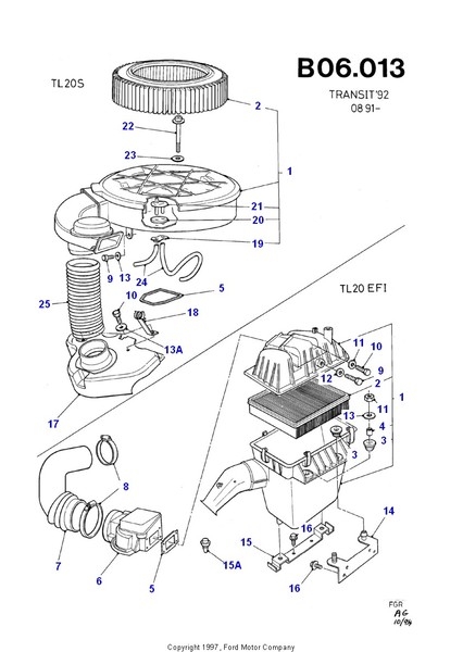 Патрубок воздушного фильтра 6579188   Ford Transit
