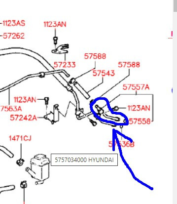 Tube assy - return "g" Hyundai Sonata 3  1995 