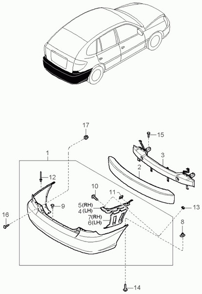 Бампер задний Kia Rio хэтчбек 2003 г.  1.3 л бензин Луцк