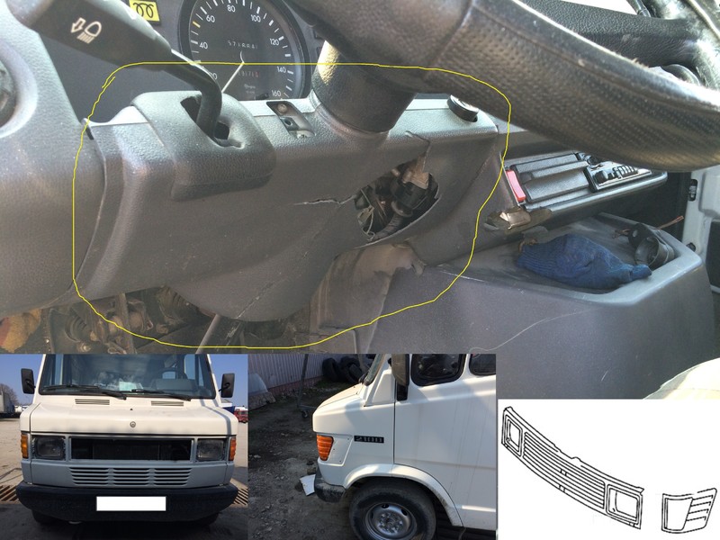 Решетка радиатора, окантовка поворотников и подрулевая панель Mercedes-Benz Sprinter  1994 2.5 Дизель 