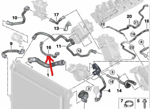 Патрубок охлаждения интеркулера n63b 17127933660 BMW 7 Series  2021 4.0 Бензин Лубны