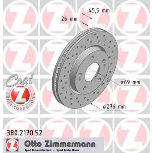 Тормозной диск Zimmermann Mitsubishi Lancer X  2008 2.0 Бензин Киев