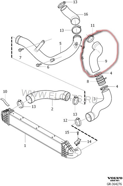 Патрубок интеркулера 30792885   Volvo XC60