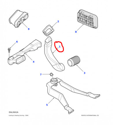 Патрубок пічки Land Rover Freelander  1998 2.0 Дизель Вишневе
