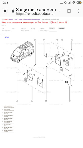 Брызговики задние Renault Master  2015 2.3 Дизель Сумы