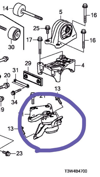 Подушка двигателя PA66-GF50   Honda Accord USA, Kia Rio