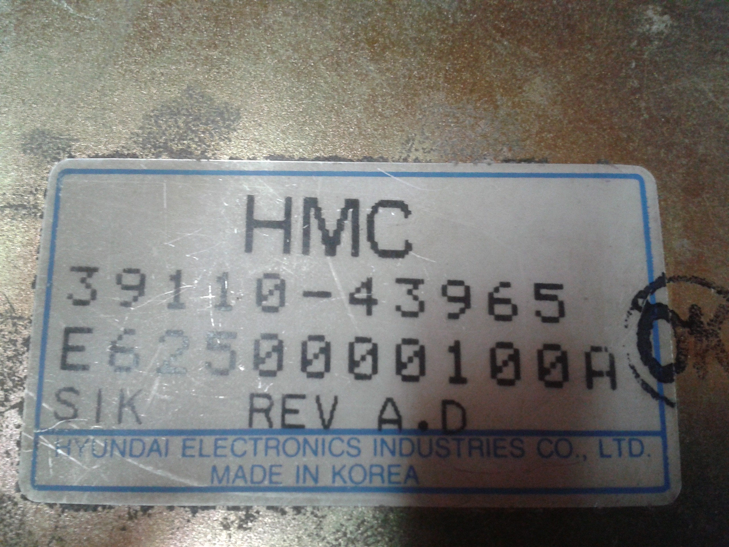 Электронный блок управления двигателем 39110-43965   Hyundai H100