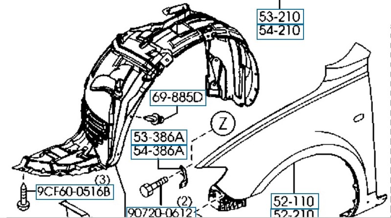 Подкрылки передние Mazda 3 BK 2006 г.  1.6 л бензин Ровно