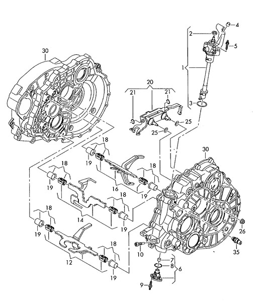 Кулиса кпп 0A5301230F   Volkswagen Caravelle, Volkswagen Passat, Volkswagen T5 (Transporter)