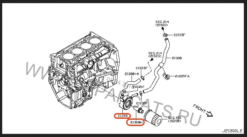 Охладитель масла двс и втулка под него Nissan Juke  2014 1.6 Бензин 