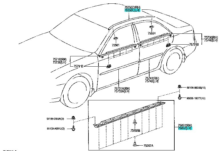 Молдінги 75556-AA012   Toyota Camry