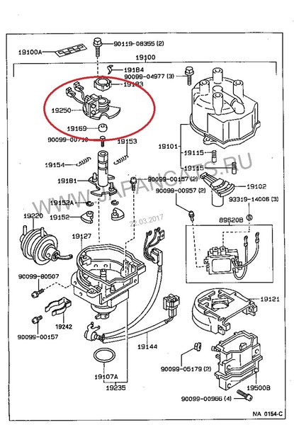 Контактная группа трамблера Toyota Corolla двиг 2alu кузов ае80 1984 1.3 Бензин Одесса