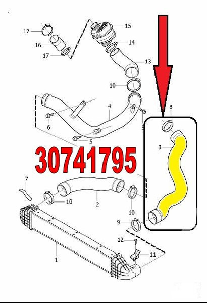 Патрубок интеркулера Volvo V60 универсал 2012 г.  2.0 л дизель Острог