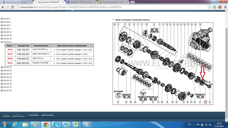 Шестерня пятой передачи Renault Scenic RX4 2001 г.  2.0 л бензин Киев