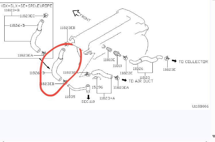 Патрубок вентиляции картерных газов Nissan Primera P11  1997 2.0 Бензин Одесса