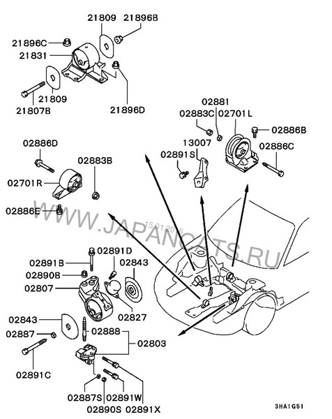 Подушка двигателя левая Mitsubishi Galant 7  1995 2.0 Дизель Мариуполь