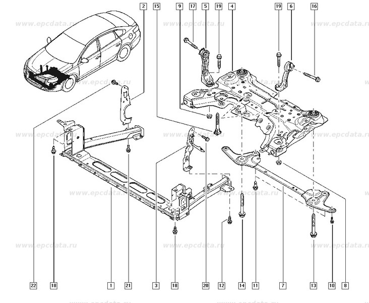 Балка передняя Renault Latitude 2011 г.  2.0 л бензин Сумы