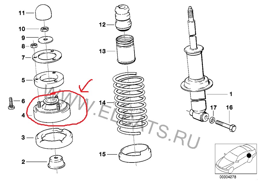 Опора заднего амортизатора 33521132270   BMW 5 Series
