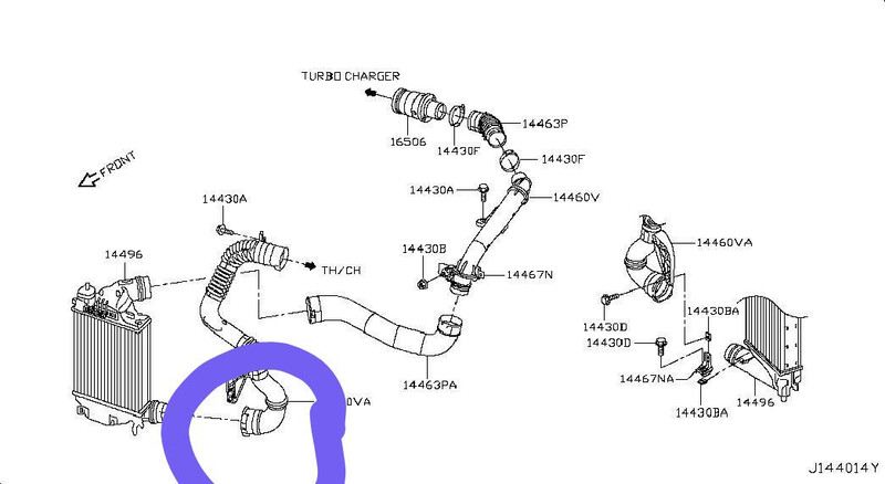 Кольцо патрубка интеркулера Nissan X-Trail  2014 1.6 Дизель 