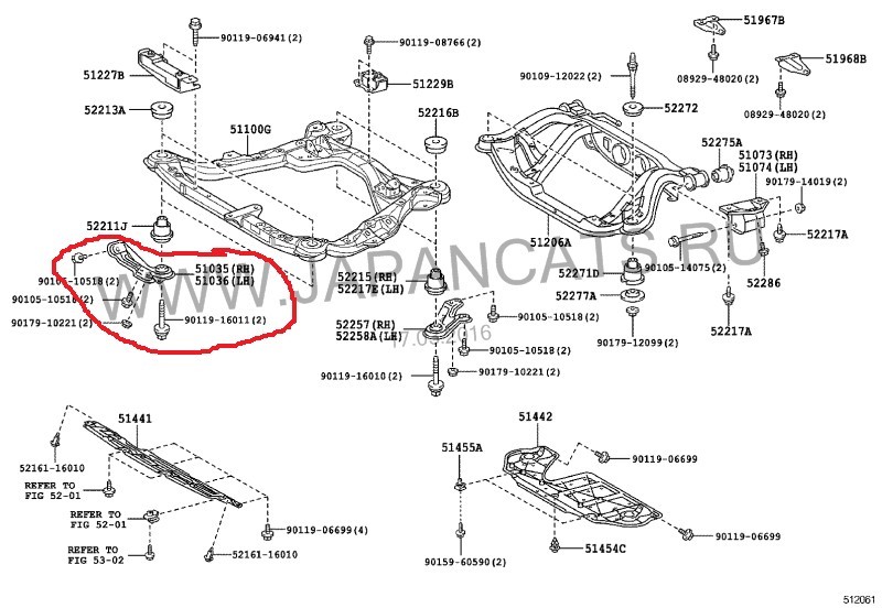 Кронштейн подрамника 5103648021   Lexus RX