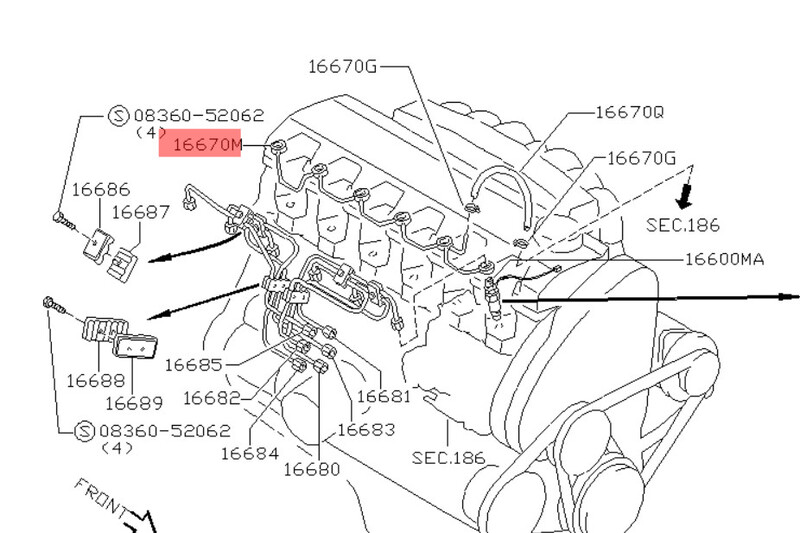 Трубка паливна Nissan Patrol Y61  1999  Дизель 