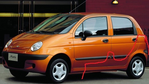 Порог с средней стойкой и задним крылом левим Daewoo Matiz  2005 1.1 Бензин Ивано-Франковск