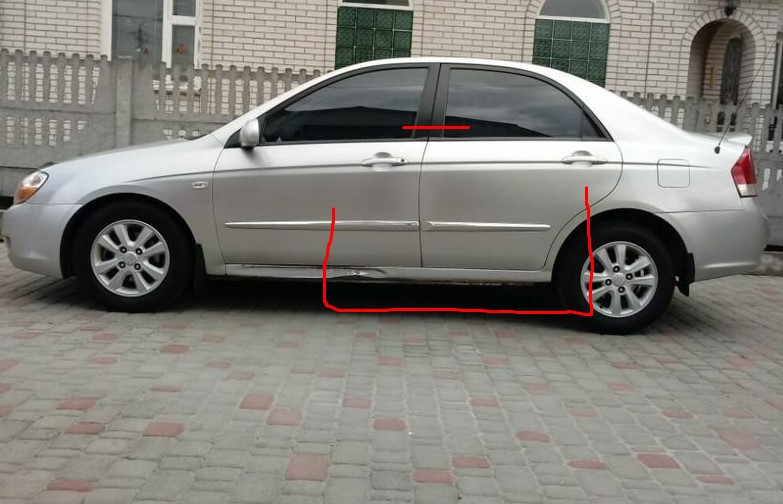 Порог левый со стойкой Kia Cerato  2006 1.6 Дизель 