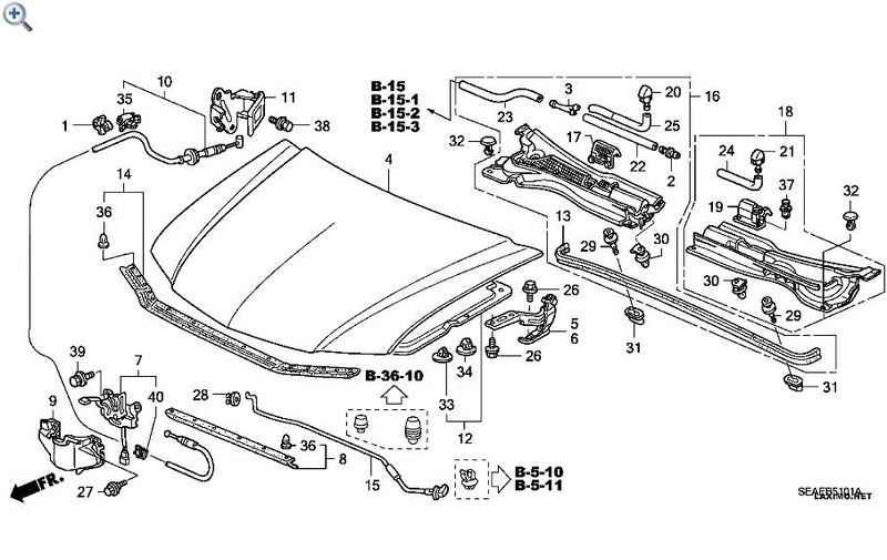 Молдинг уплотнитель капота с клипами крепления 74144-SEA-010   Honda Accord