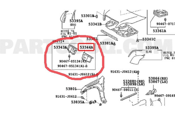 Дефлектор радіатора 53344-60020   Toyota Land Cruiser Prado