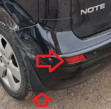 Отражатель заднего бампера левый/ брызговик задн лев Nissan Note E11  2007 