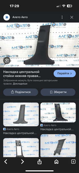 Накладка центральной стойки нижняя правая Hyundai Elantra  2017 Киев