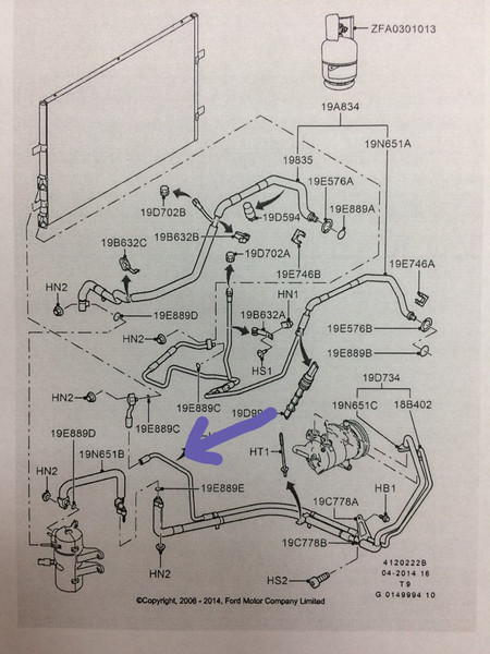 Трубка компресора кондиціонера Ford Transit  2012 2.2 Дизель 