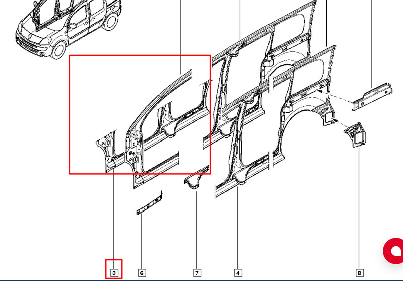 Поріг кузова 7751478342   Renault Kangoo
