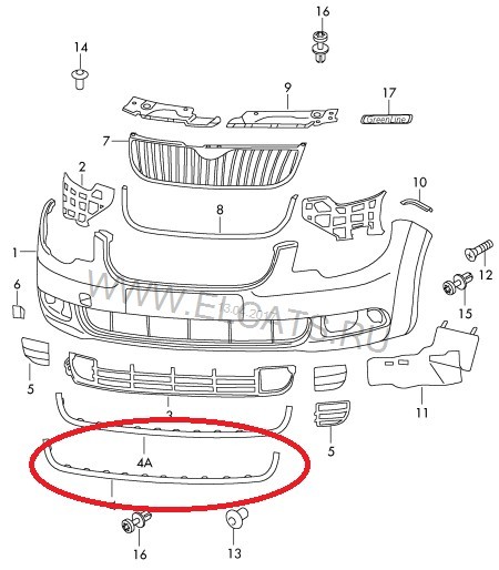 Молдинг бампера хром 3T0807243A2ZZ   Skoda Superb