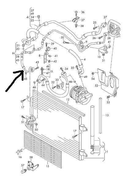Трубка компресора кондиционера 1K0820741 BD   Skoda Octavia