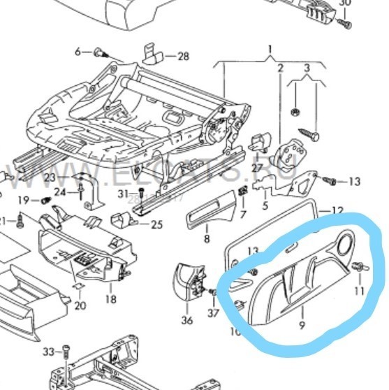 Облицовка каркаса сиденья Volkswagen Golf Plus  2008 хетчбек 1.6 Бензин 