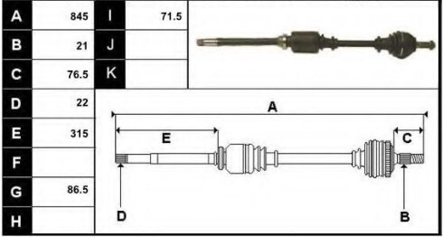 Правий передній привід Peugeot 309  1987 хетчбек 1.4 Бензин 