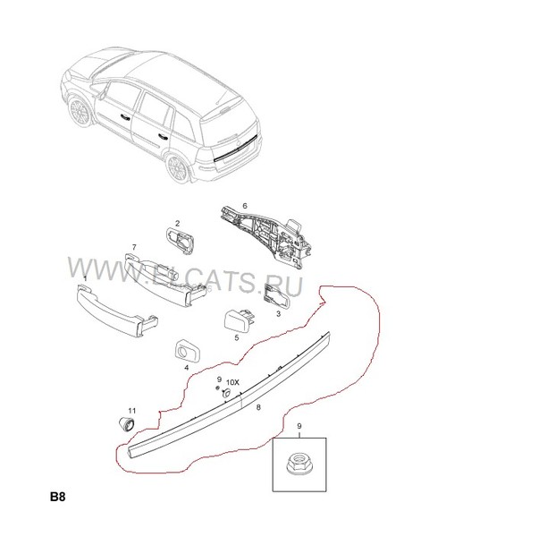 Панель задней двери 5176733   Opel Zafira
