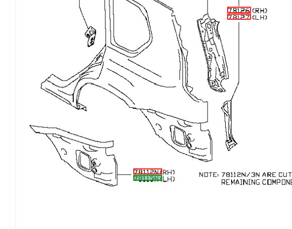 Рем вставка для заднего крыла левого Nissan X-Trail T31  2010 2.0 Дизель 