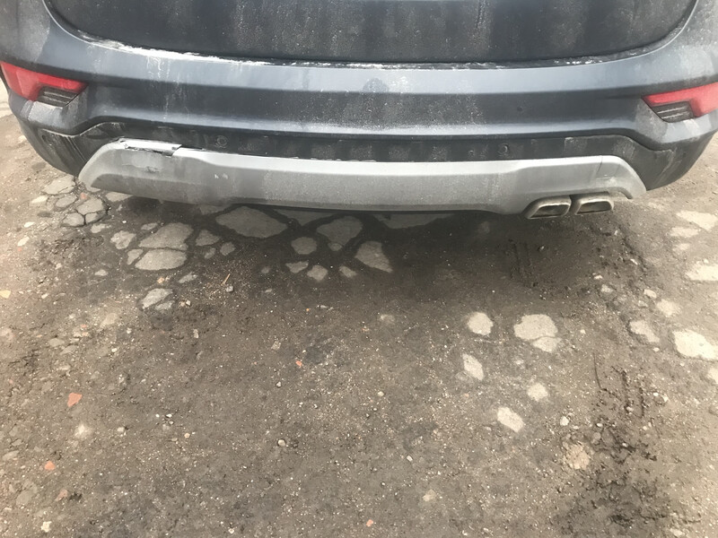 Накладка на задній бампер з низу срібна Hyundai Santa FE 3  2016 2.0 Дизель Одесса
