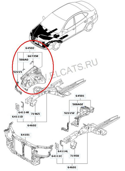 Брызговик лонжерона правый Hyundai Elantra HD  2007 1.6 Бензин Хмельницький