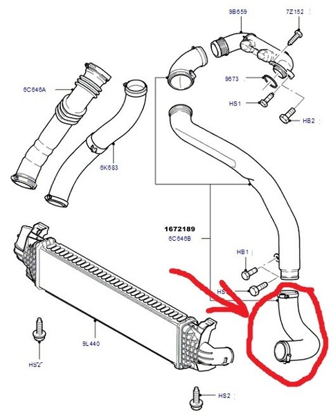 Патрубок интеркуллера 1672189   Ford Focus