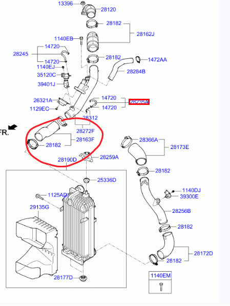 Патрубок интеркулера Hyundai Sonata  2014 Днепр