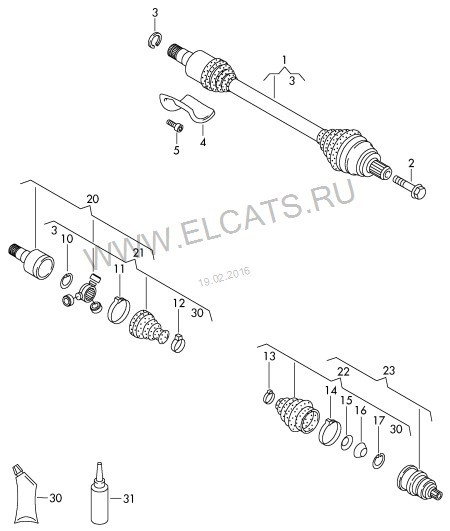 ШРУС внутренний Volkswagen Passat B6 2007 г.  2.0 л бензин Рубежное