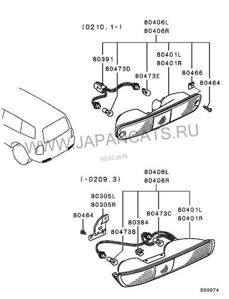 Фонарь заднего бампера правый Mitsubishi Pajero Wagon [V75W ] 3500/LONG WAGON 2001 3.5 Бензин Черкассы