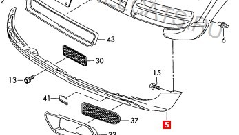 Спойлер бампера 7L6807059G 9B9   Volkswagen Touareg