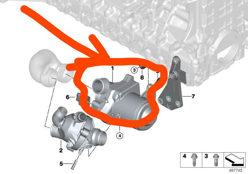 Додаткова водяна помпа 11517586925   BMW 3 Series, BMW 5 Series, BMW 6 Series, BMW 7 Series, BMW X3, BMW X5